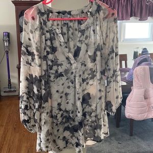 Gray Floral Blouse